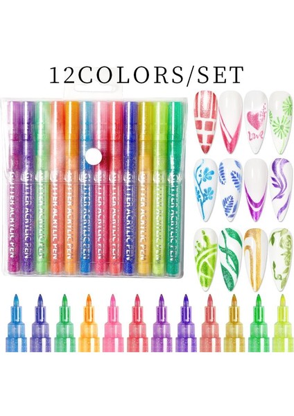 Glitter Metallic Color Nail Art Graffiti Kalem Seti 12 Adet(55334-01) modelleri