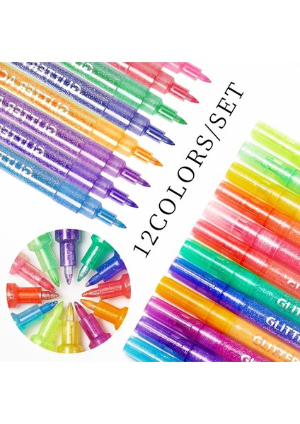 Glitter Metallic Color Nail Art Graffiti Kalem Seti 12 Adet(55334-01) indirimleri