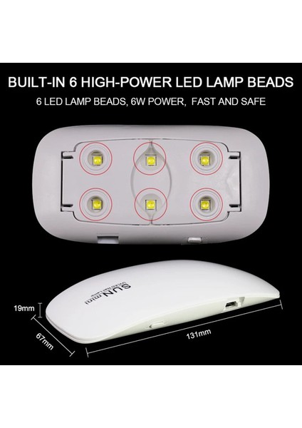Mini Tırnak kurutucu UV led lamba (6Watt) Beyaz
