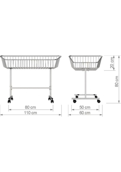 Tekerlekli 50x80x85 Cm Profil Ayaklı Tel Sepet İndirim Sepeti Havuz Sepet Market Sepeti