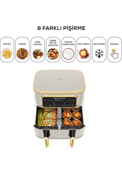 Air Pro Cook Duo Tandır Xxxl 4+4 Litre Airfryer Stargold 8 Kişilik