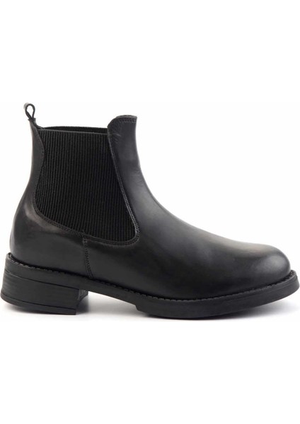 Siyah Hakiki Deri Kadın Bot & Bootie K02513320303