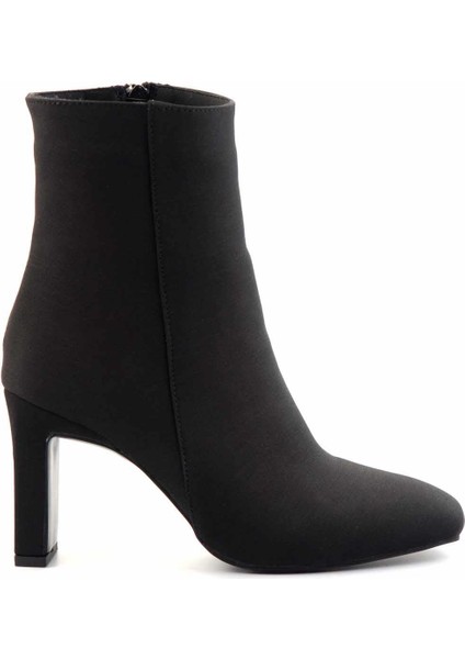 Mat Siyah Saten Kadın Bot & Bootie K02397068438
