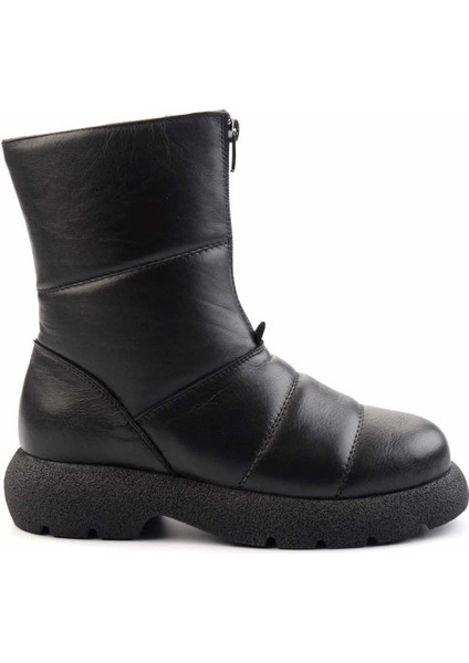Siyah Hakiki Deri Kadın Bot & Bootie K02513507003