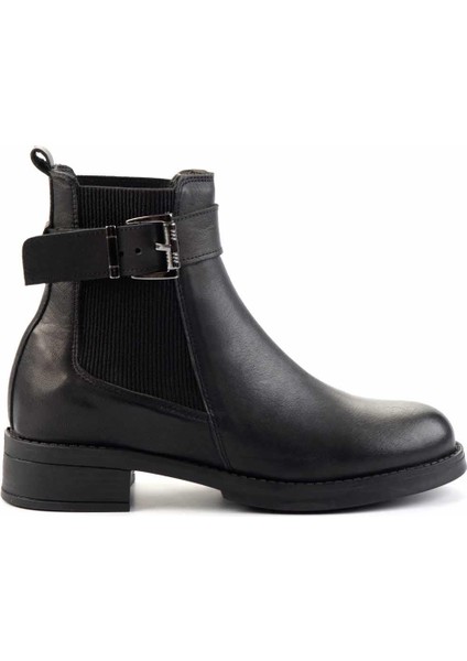 Siyah Hakiki Deri Kadın Bot & Bootie K02513318303