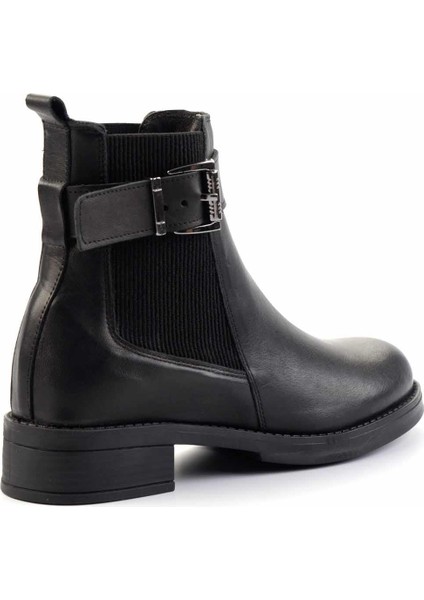 Siyah Hakiki Deri Kadın Bot & Bootie K02513318303