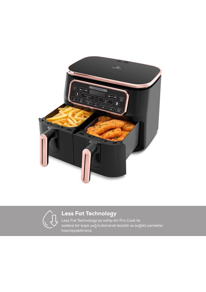 Air Pro Cook Duo Tandır Xxxl 4+4 Litre Airfryer Rosegold 8 Kişilik