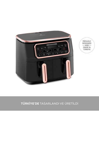 Air Pro Cook Duo Tandır Xxxl 4+4 Litre Airfryer Rosegold 8 Kişilik