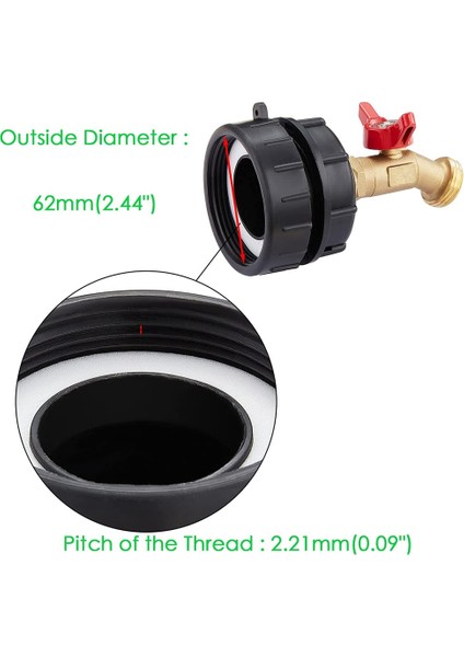 275-330 Galon Ibc Adaptörü 2 Inç Ince Dişli + Hortum Musluk Valfı (Yurt Dışından)