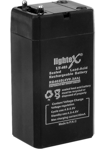 LIGHTEX LT-403 4 VOLT - 0.3 AMPER AKÜ