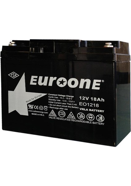 EUROONE EO1218 12 VOLT - 18 AMPER AKÜ (181 X 76 X 167 MM)