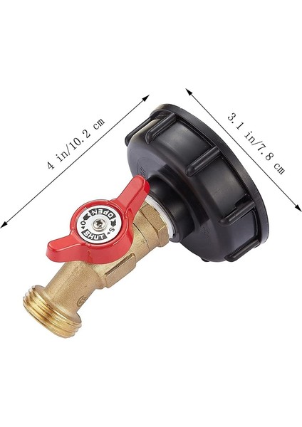 Jdxhlau 275 330 Galon Ibc Bavul Adaptörü 2 Inç + Kurşunsuz Su Kapatma Vanası Musluk (Adaptör 2 Inç Kaba Dişli) (Yurt Dışından)