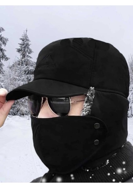 Çok Fonksiyonlu Su ve Rüzgar Geçirmez Kürklü Termal Şapka Kışlık Şapka