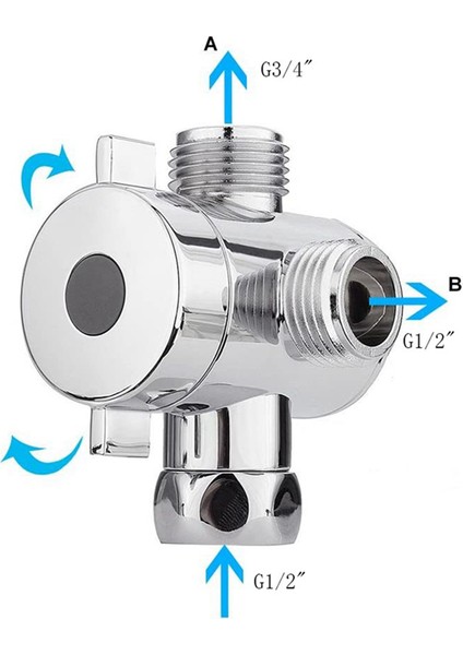 Jouyı 3x Abs Krom 3 Yollu Yönlendirici Hortum Bağlantısı T Şekli Adaptör Konnektörü Açılı Vana Hortum Banyo Duş Kolu Tuvalet (Yurt Dışından)