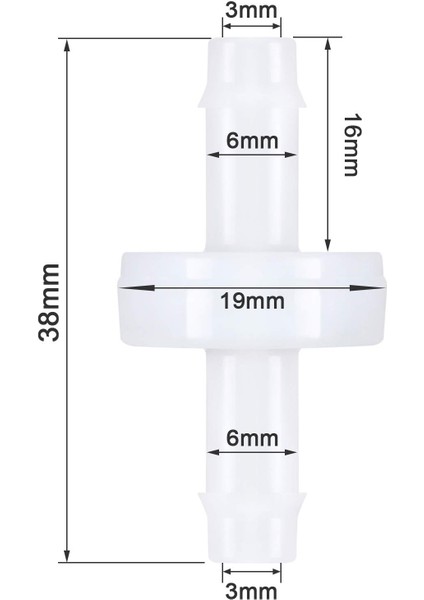 Adet Çek Valf Pvdf Aşınmaya Dayanıklı Tek Yönlü Çek Valf Yakıt Gaz Sıvı Hava Için 1/4 Inç 6 mm (Yurt Dışından)