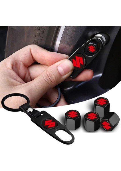 Araba Lastik Vana Kapağı Bir Anahtar Anahtarlık Alaşım Oto Lastik Çekirdek Kapağı Toz Geçirmez Lastik Kök Vana Kapakları Araba Lastiği Aksesuarları Suzuki Swift Ciaz Xl7 Apv S-Presso (Yurt Dışından)