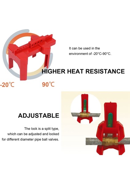 Küresel Vana Kilitleme, Ayarlanabilir Küresel Vana Kilitleme Cihazı, Küçük, 1/2ınch-2-1/2ınch Dış Boru Çapı Için, Kırmızı (Yurt Dışından) fırsatları