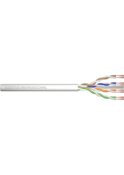 Digitus Category 6A (Cat. 6A) U-UTP Çok Telli Patch Kablosu 305 metrelik rulo Zırhsız (Unshielded) AWG 26/7 500 MHz LSZH Gri renk ISO/IEC 11801, EN 50173, EN 50288-11-2