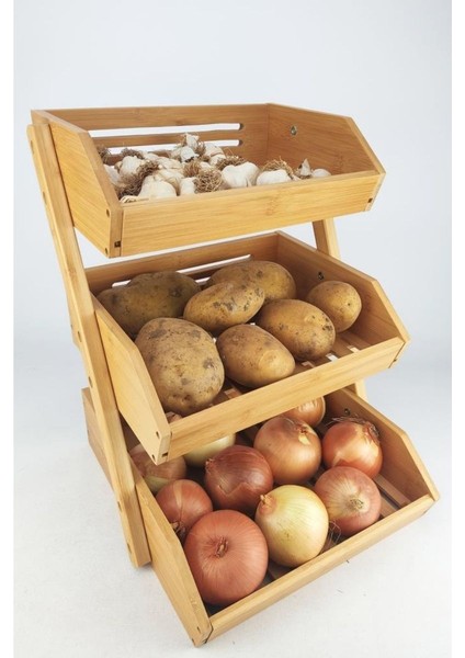 Bambu 3 Katlı Çok Amaçlı Saklama Kutusu Düzenleyici Organizer Meyvelik – MIEN-670 C1-1-289