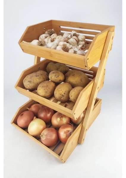 Bambu 3 Katlı Çok Amaçlı Saklama Kutusu Düzenleyici Organizer Meyvelik – MIEN-670 C1-1-289