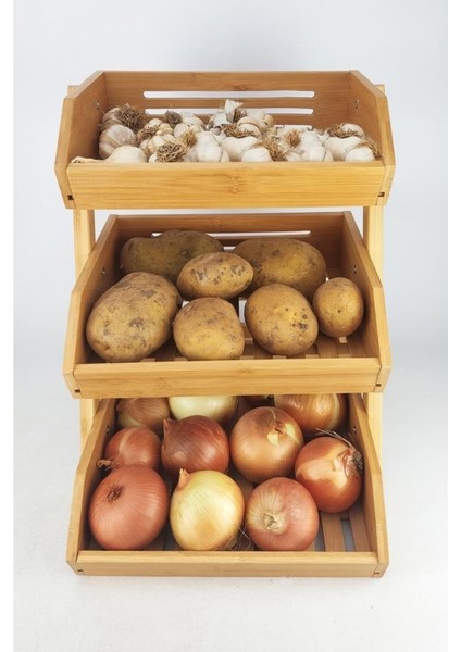 Bambu 3 Katlı Çok Amaçlı Saklama Kutusu Düzenleyici Organizer Meyvelik – MIEN-670 C1-1-289