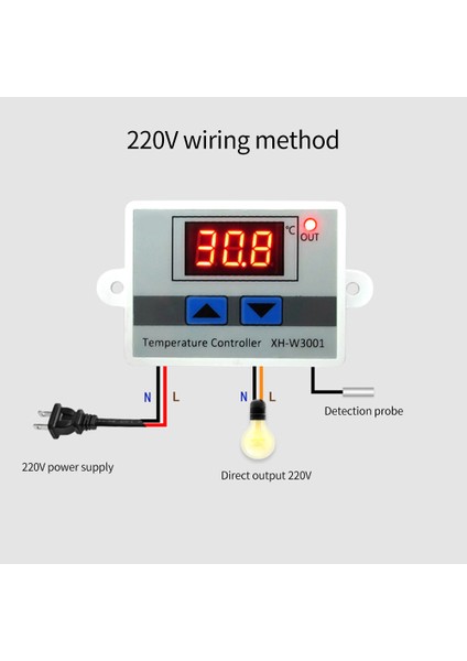 Dijital Sıcaklık Kontrol Cihazı Ekran Termostat Kontrol Anahtarı ve Termistör Sensörleri Sıcaklık Probu (12V 120W) (Yurt Dışından)