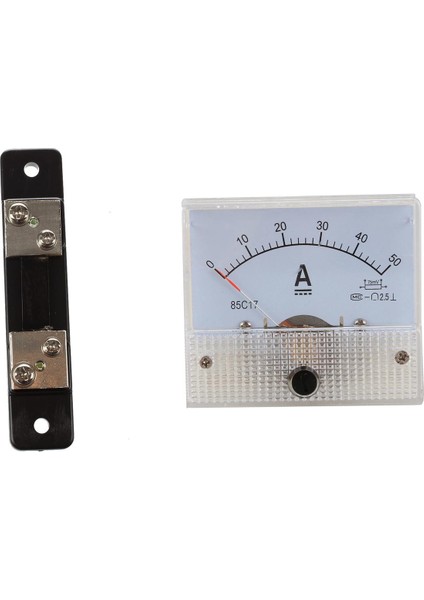 85C1 Analog Ampermetre Ampermetre-1x Analog Ampermetre Akım Panel Metre 1x 50A Şönt Direnç 1x Şönt Direnç-Siyah-Beyaz & Siyah (Yurt Dışından)