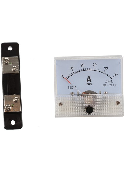 85C1 Analog Ampermetre Ampermetre-1x Analog Ampermetre Akım Panel Metre 1x 50A Şönt Direnç 1x Şönt Direnç-Siyah-Beyaz & Siyah (Yurt Dışından)
