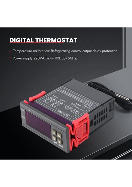 Mini Sıcaklık Kontrol Cihazı-1 x Mini Dijital Sıcaklık Kontrol Cihazı Termostatı 1 x 2m Kablolu Sıcaklık Sensörü Probu 1 x Kullanım Kılavuzu-Gösterildiği Gibi (Yurt Dışından)
