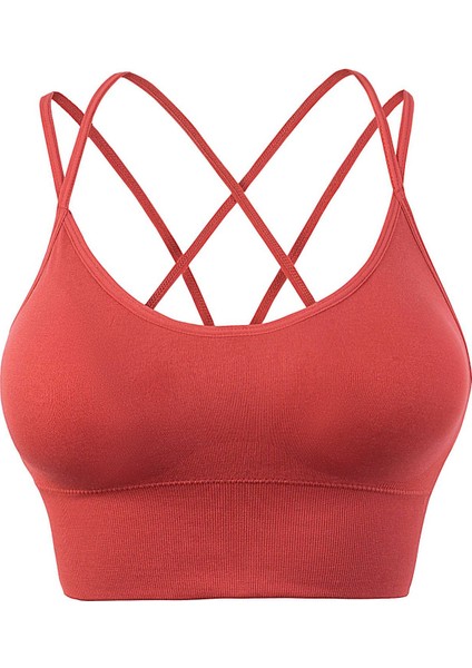 Ince Askılı Çapraz Sırt Yoga Spor Sutyeni Çabuk Kuruyan Darbeye Dayanıklı Koşu Spor Spor Sutyeni Avrupa ve Amerikan Büyük Boy Sutyen (Yurt Dışından)