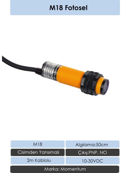 Fotosel M18 50 cm Cisimden 2m Kablo Pnp No G18-3A50PA