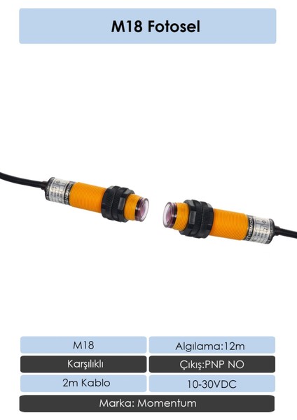 Fotosel M18 12M Karşılıklı 2m Kablo Pnp No G18-3C12PA