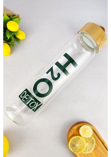 H2O Detox Bambu Kapaklı Cam Matara 1000 ml - H2O75994 C1-1-18
