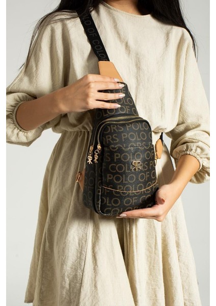 Impolo Suzi Siyahkamelempirme Baskı Kadın Bel ve Omuz Çantası 31X18 Ebatında