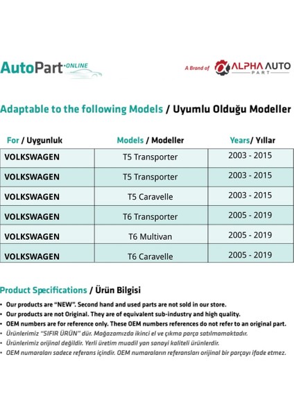 Volkswagen T5,t6 Için Yan Sürgülü Cam Tamir Seti 2'li
