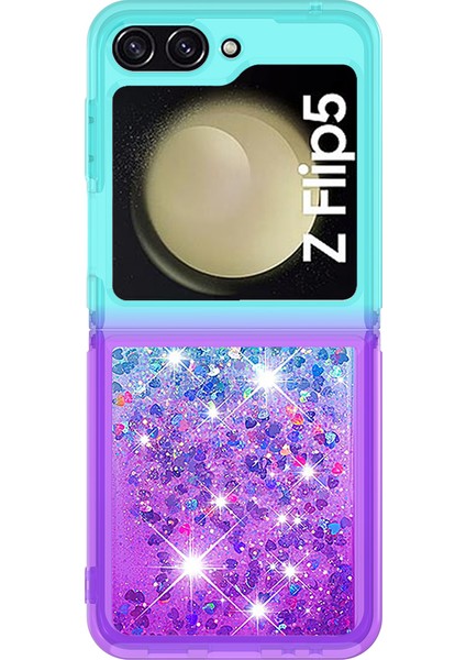 Samsung Galaxy Z Flip5 5g Arka Kapak 5g Yumuşak Tpu Gradyanı Hızlı ve Sıvı Akan Işıltı Kabuğu (Yurt Dışından)