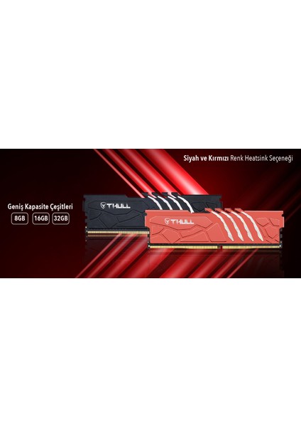 Vortex 8gb 3200MHZ CL16 1.35V Red Heatsınk Ddr4 Ram THL-PCVTX25600D4-8G-R