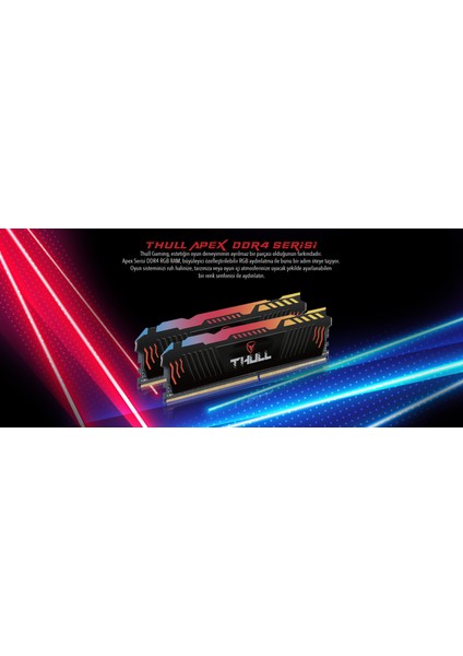 Apex 32GB Kıts (2X16GB) 3600MHZ CL19 1.35V Rgb Heatsınk Ddr4 Ram THL-PCAPX28800D4-32G-B