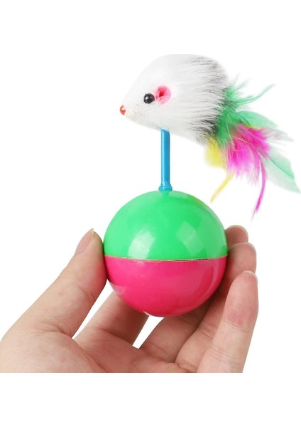 Tumbler Interaktif Kedi Oyuncakları, Kedi Tumbler Oyuncak Kedi Topu Fare Interaktif Kedi Oyuncakları Tüy Dönen Top Kedi Oyuncakları (Yurt Dışından)