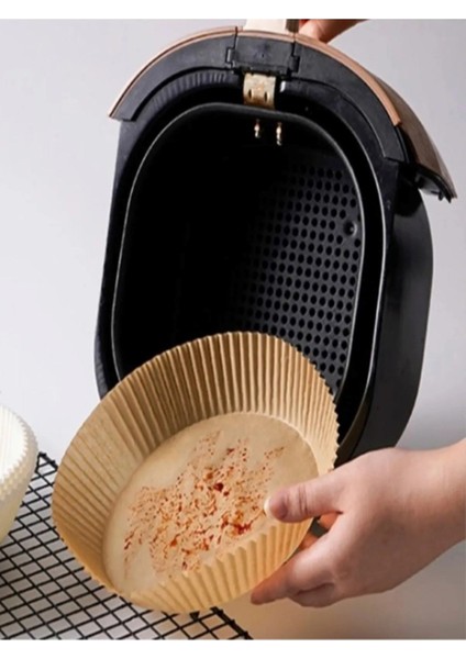 Air Fryer Pişirme Kağıdı 50 Adet Hava Fritözü,yuvarlak Model Pişirme Kağıdı Airfryer Yağsız Firitöz