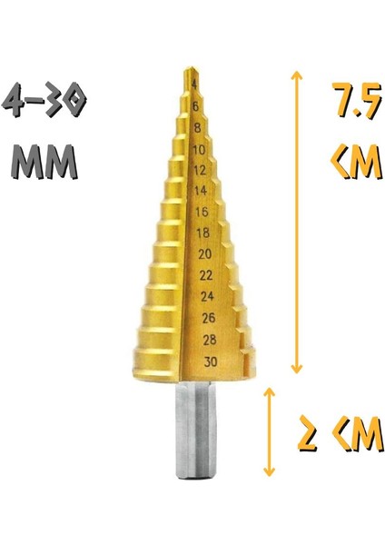 Kupa Tyson Çam Panç Kademeli Matkap Ucu - 4-30 Mm.