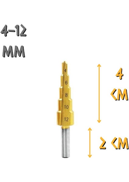 Kupa Tyson Çam Panç Kademeli Matkap Ucu - 4-12 Mm.