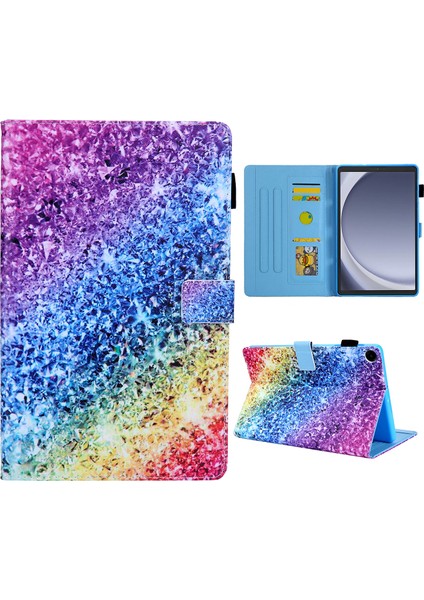 Samsung Galaxy Tab A9 Flip Stand Pu Deri Desen Tablet Kapağı (Yurt Dışından)