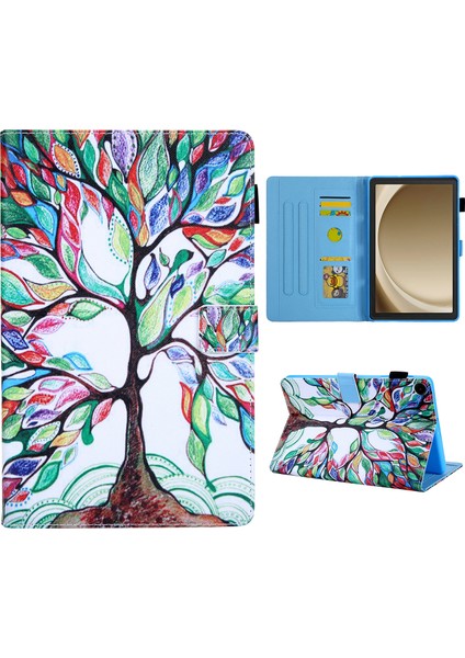 Samsung Galaxy Tab A9+ Pu Deri Stand Kapağı Akıllı Desen Tablet Kılıfı (Yurt Dışından)
