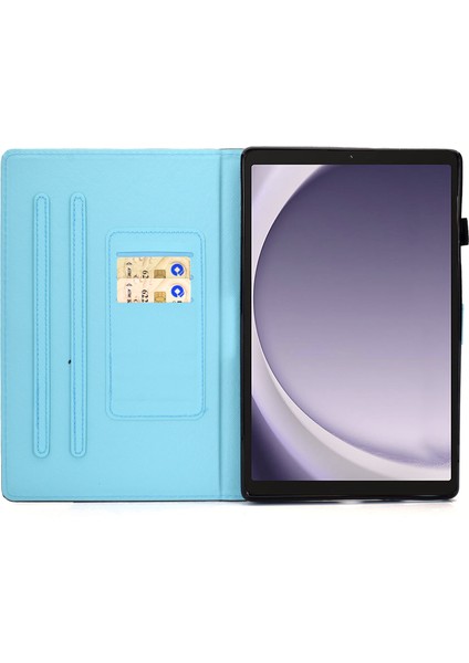 Samsung Galaxy Tab A9 Pu Deri Kılıf Stand Kartı Tutucu Desen Tablet Kapak (Yurt Dışından)