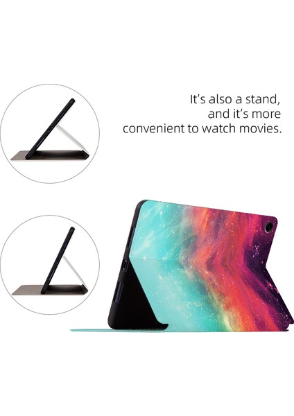 Samsung Galaxy Tab A9+ Kılıf Pu Deri Stand Desen Baskı Stand Tablet Kabuğu (Yurt Dışından)