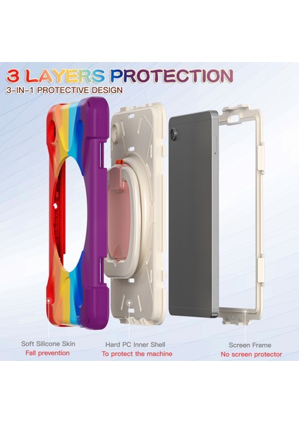 Samsung Galaxy Tab A9 Case Pc+Silikon El Kavrama Dönen Kickstand Tablet Kapak (Yurt Dışından) modelleri