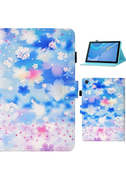 Samsung Galaxy Tab A9+ Vaka Deseni Baskı Tablet Kapağı Kart Tutucusu (Yurt Dışından)