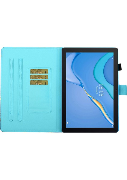 Samsung Galaxy Tab A9+ Vaka Deseni Baskı Tablet Kapağı Kart Tutucusu (Yurt Dışından)