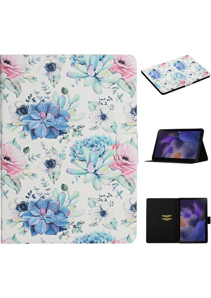 Samsung Galaxy Tab A9 Vaka Desen Baskı Kartı Tutucu Tablet Deri Kapak (Yurt Dışından)